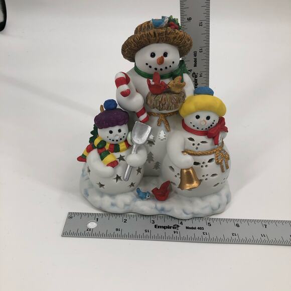 Partylite Retired Snowbell Holiday Family Tealight Candle Holder Snowmen - Picture 13 of 13